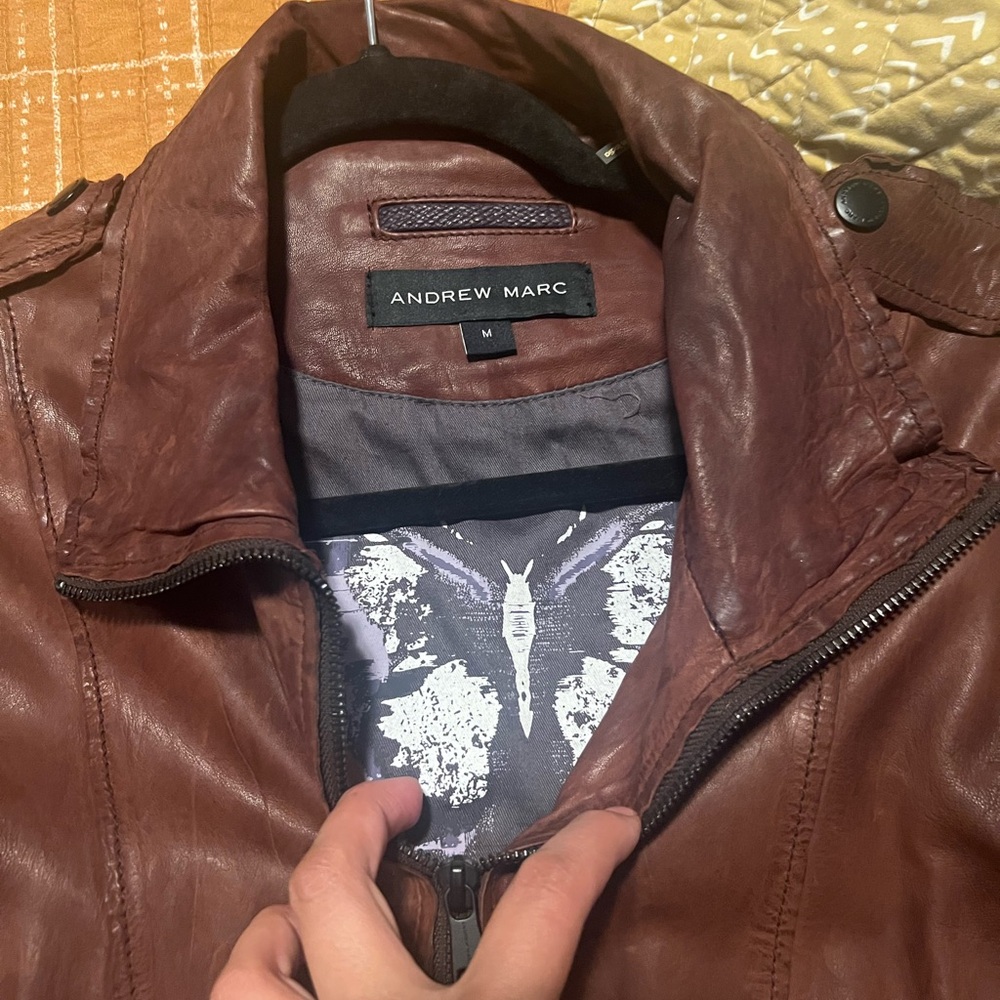 Andrew Marc Chestnut Leather Jacket for Women’s size medium